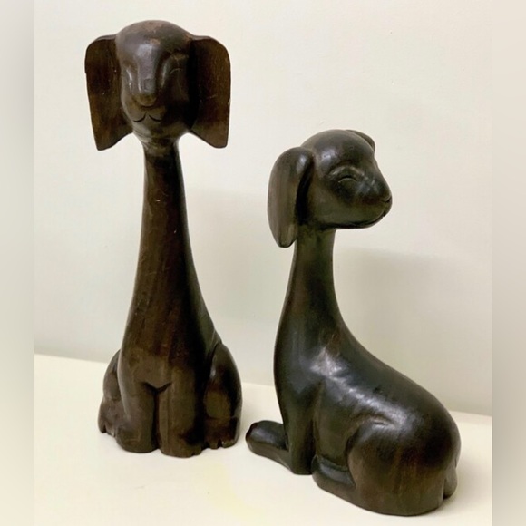 Set of 2 Vintage Pre WWII Japanese Hand Carved Stained Hardwood Animal Figurines - Picture 6 of 11